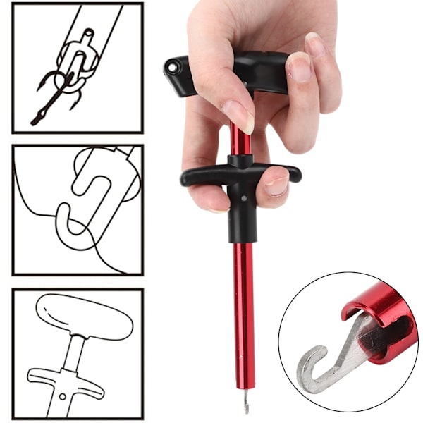 Rostfritt stål T Shape Fish Hook Remover Lure Havsfiskeredskap Tillbehörsröd
