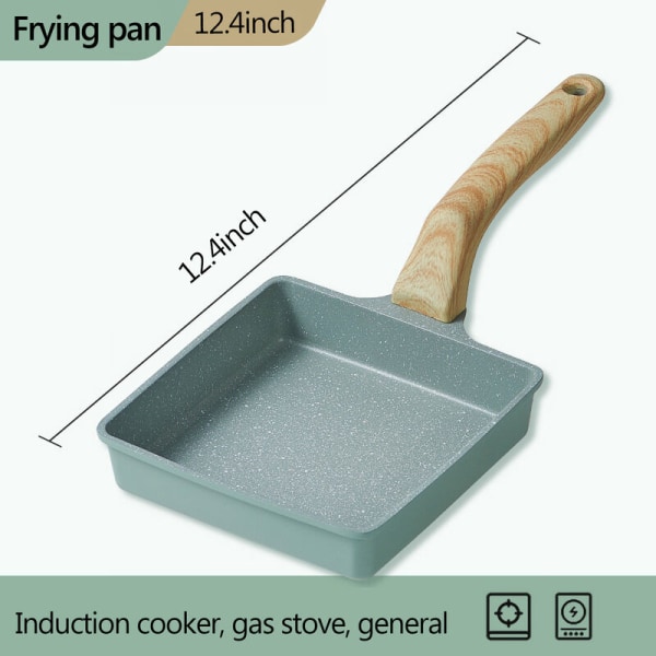 Maifan Stone japansk omeletpande non-stick brødform med træhåndtag til madlavning af babymad, model: Type 2