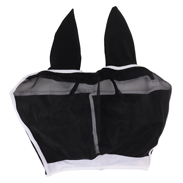 Heste Flugmaske Allround Mesh Åndbar Flugmaske Elastisk UV-beskyttelse Hest Ansigtsmaske med Ører Sort L 45x54cm / 17,7x21,3in