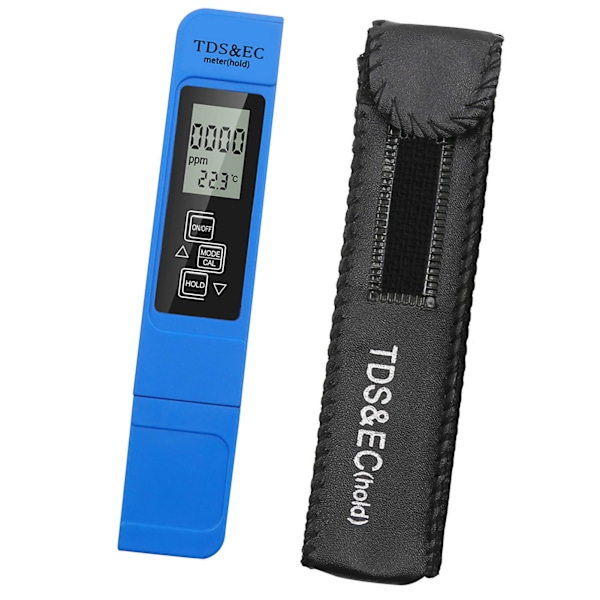 TDS EC Meter Bärbar Kompakt LCD-skärm 3 i 1 TDS EC Temperatur Vattenkvalitet Test Penna för Aquarium Swimming Pool Blå