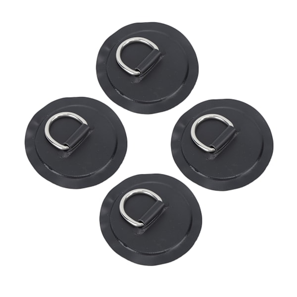 4 stk D-ringplaster PVC rund form stærk rustfrit stål D-ringpude til bådflåde Paddle Board Sort