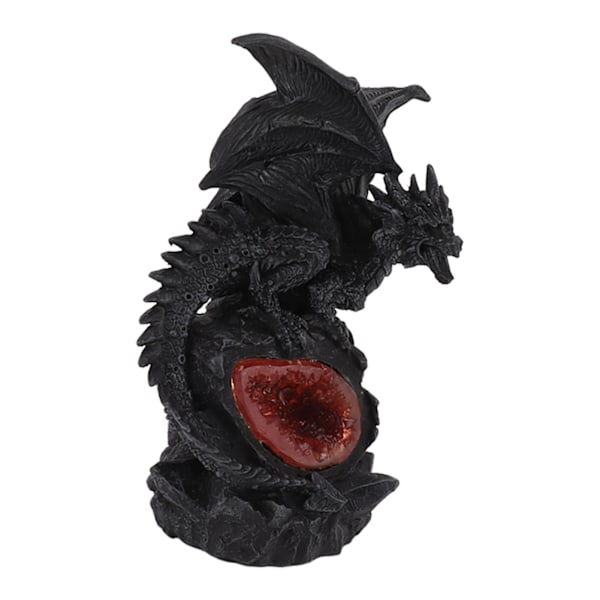 Fighting Dragon Staty Resin Desktop Dragon Figurine Skulptur med ljus för hemprydnad Halloween Dekor Svart