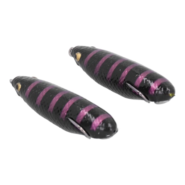 2 stk kunstige fiskeformede agn naturtro myke silikon slukfiske badeagn med krok, lilla stripe, svart