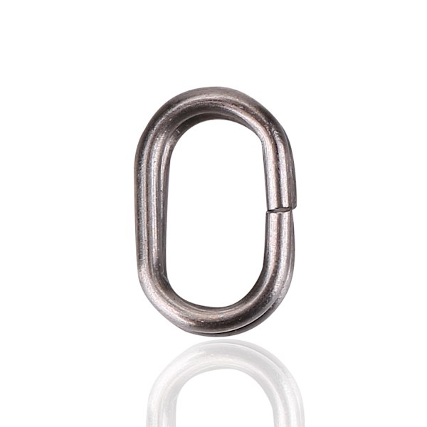 100 stk rustfritt stål ovale splittringer Svingbar Snap fiskeutstyrkontakt (5x8mm)