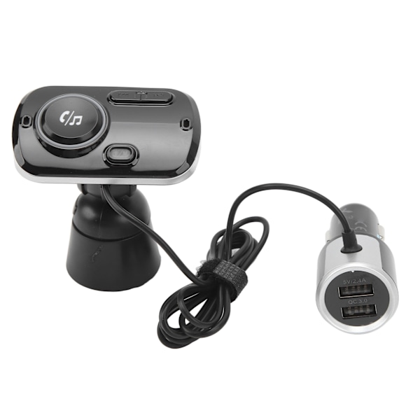 Bluetooth-sender med 2 USB-porte Sort Hurtig opladning Smart detektion Støjreduktion Håndfri funktion Universal bil
