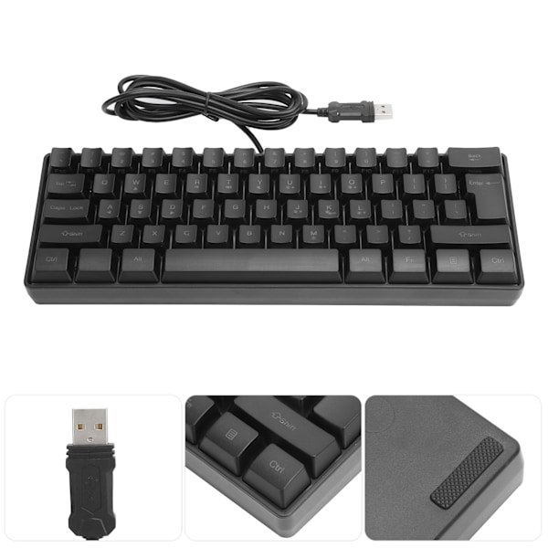 HXSJ V700 Tastatur USB RGB Baggrundsbelysning Spil Tastatur med 61 Taster til Bærbar Computer Desktop