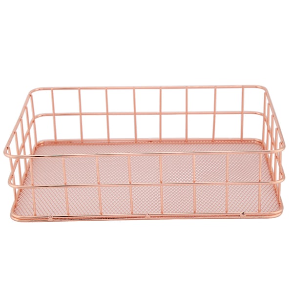 Rose Gold Rauta Säilytyskori Järjestäjä Säilytysteline Työpöydän Koriste (D)