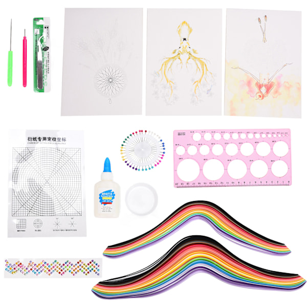 Quilling Tillbehör Hög Hårdhet DIY Produktion Roterande Papper Ljusa Färger Papper Quilling Set