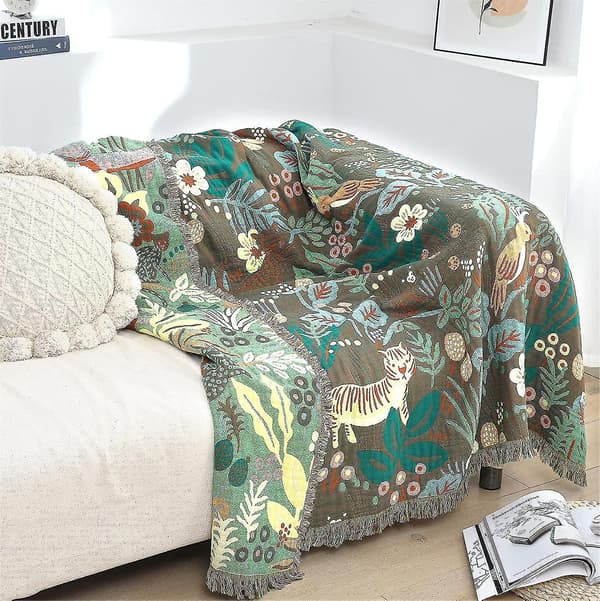 Bomuldsternet Boho Sengetæppe Dobbeltsidet Ternet Sengetøj Sofatæppe 150 X 200 Cm color 4