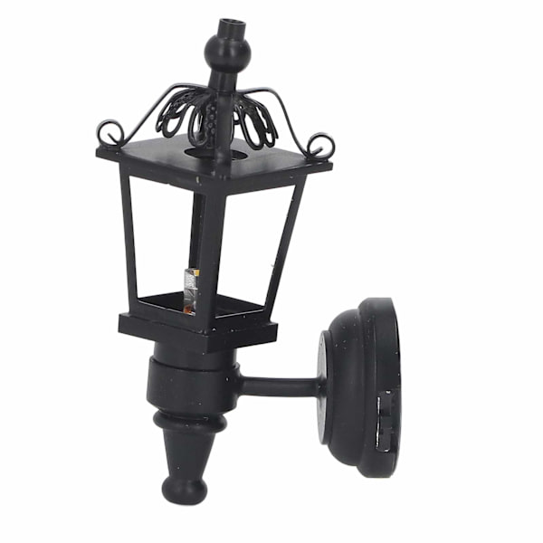 Skala 1:12 Dukkehuss Vægslampe Sort Simuleret Miniature LED Vægslampe Dukkehuss Havedekoration