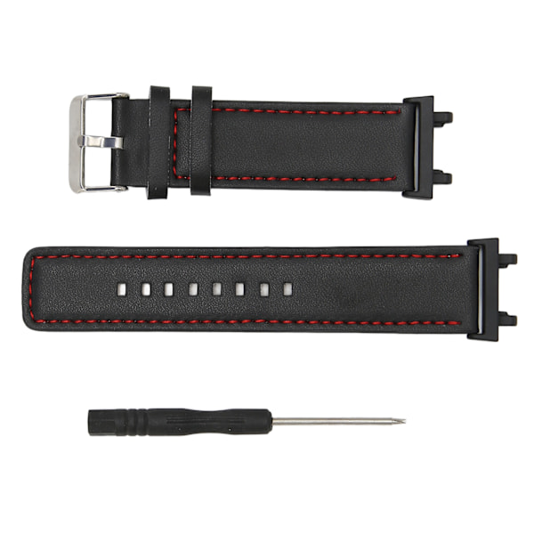 Klockband PU-läder Andningsbart ersättningsklockarmband med fjäderstångsverktyg för T Rex 2 Svart