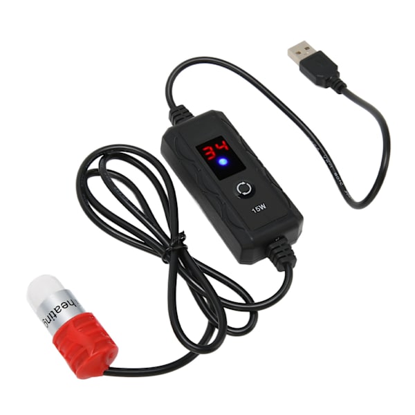 Mini Akvaariolämmitin Säädettävä 15W Betta-lämmitin Pieni akvaariolämmitin digitaalisella LED-näytöllä 100‑240V US-pistoke