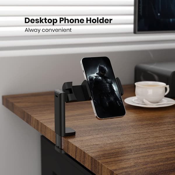Flytelefonholder, Klealook 4-i-1 justerbart telefonstativ til rejser, sort