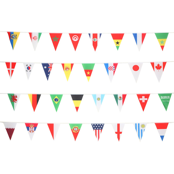 2022 Fotbolls-tävlingsvimplar Banner 32 Lag Fotbollsmatch Triangulär Flagga Girlang för Rum Bar Dekoration