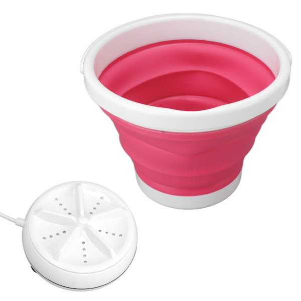 5L Foldbar Vaskemaskine Ultralyd Vibration Frem og Tilbage USB Foldbar Bakke til Hjem Rosa