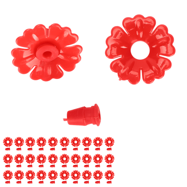 30 set kolibrimatare blommor hängande fågelmatningsportar Ersättningsdelar Trädgårdstillbehör Röd