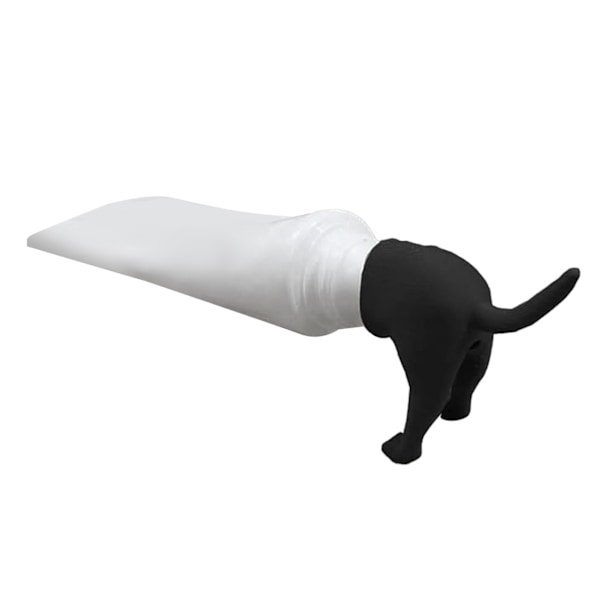 Bajsande hundrumpa Tandkräm Topper Rolig bajsande hund Tandkrämslock Tandkräm Topper Dispenser Svart