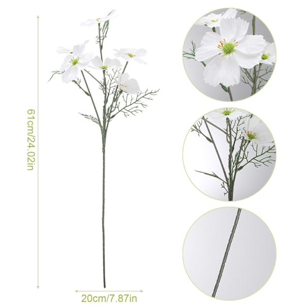 Kunstig kosmos hvide kunstige blomster til bryllup, hjemindretning, festdekorationer
