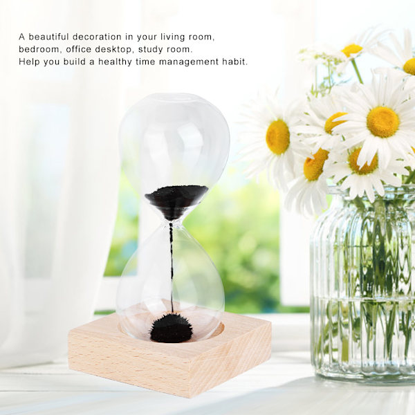 Skrivebords magnetisk glas sandtimer med base til hjemindretning pynt gave