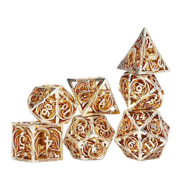 7 kpl onttoja metalliheittokuutioita Setti Selkeä numero Polyhedron-heittokuutiot Setti pöytäroolipeleille Kulta