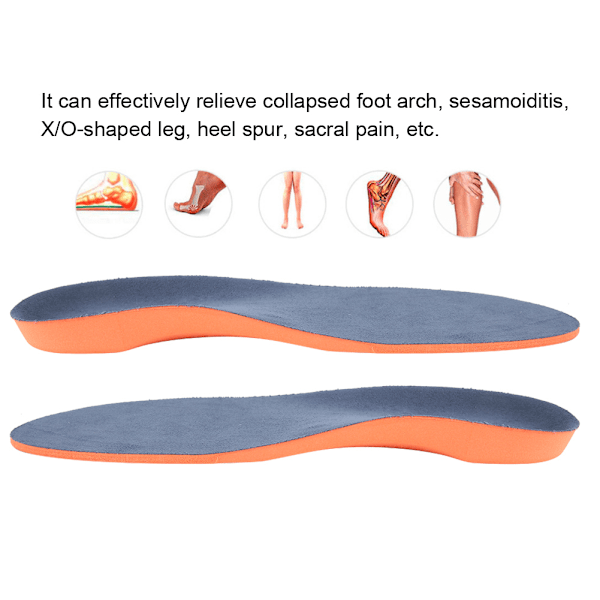 Unisex ortopedisk innersula X/O-form Benkorrigering Platt fotvalvstöd Ortotika Ortopediska padsOrange XL (45-46)