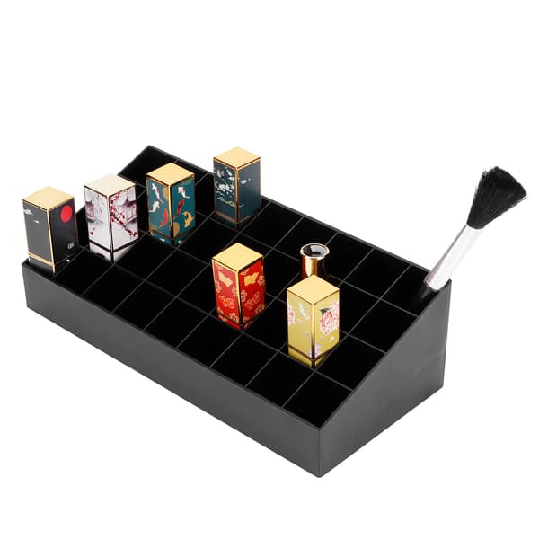 36 Gitre Makeup Organizer Opbevaringsboks Display Stand Kosmetisk Desktop Læbestiftholder Sort