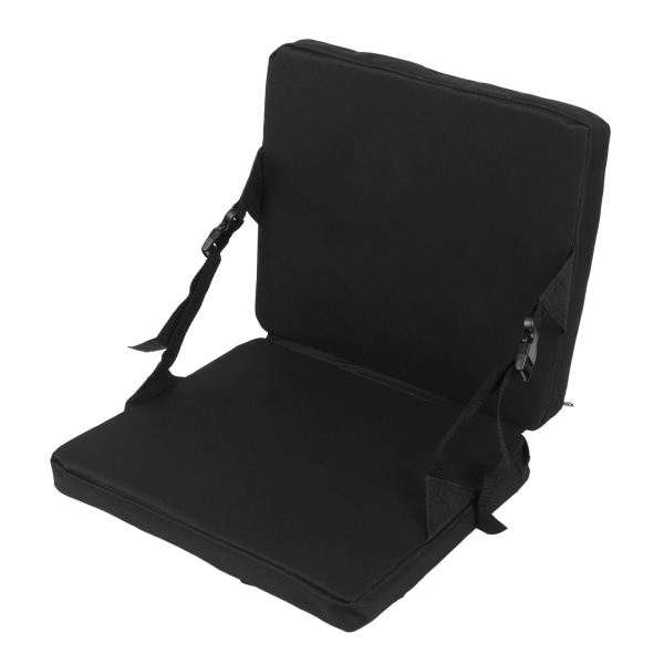 Outdoor Folding Chair Cushion Black Zippered Pocket Portable Handle Adjustable Floor Chair for Stadium Camping Travel