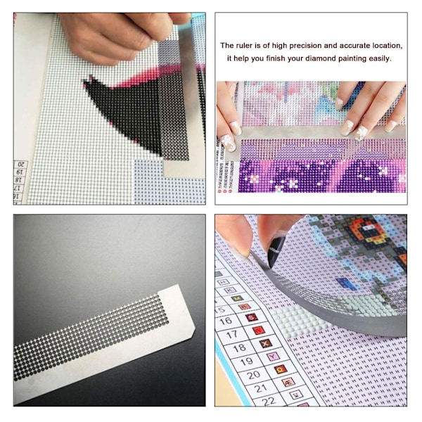 Strassmaleri Tegning Lineal Punktbor Strass Broderi Mesh Lineal Rustfrit Stål Lineal Værktøj