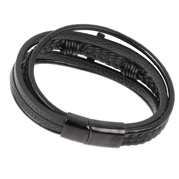 Cross Armband Mode Rostfritt Stål Utsökt Hantverk Armband Hand Smycken Svart 8.46in