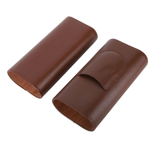 Cigarrfodral med 3 fingrar Mode Elegant konstläder Lättviktsbärbar cigarrhumidorlåda för resor dagligt kaffe
