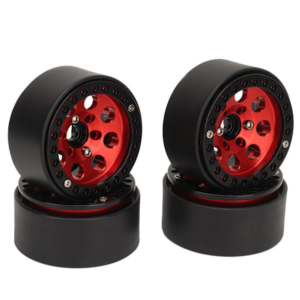 4 stk RC hjulfelg 1,9 tommer aluminiumslegering stabil RC bil hjulnav for Axial SCX10 II III Rød