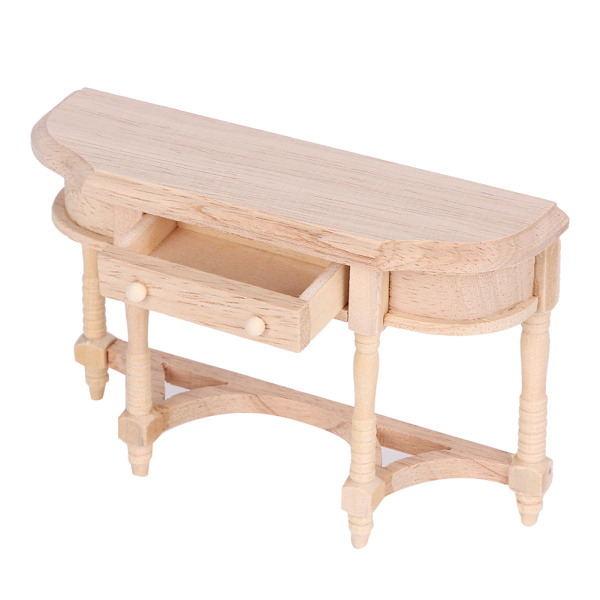 1:12 Dukkehuse Træ Halvrund Skuffe Skrivebord Model til Dukker DIY Dukkehuse (Halvrund Skuffe Skrivebord)