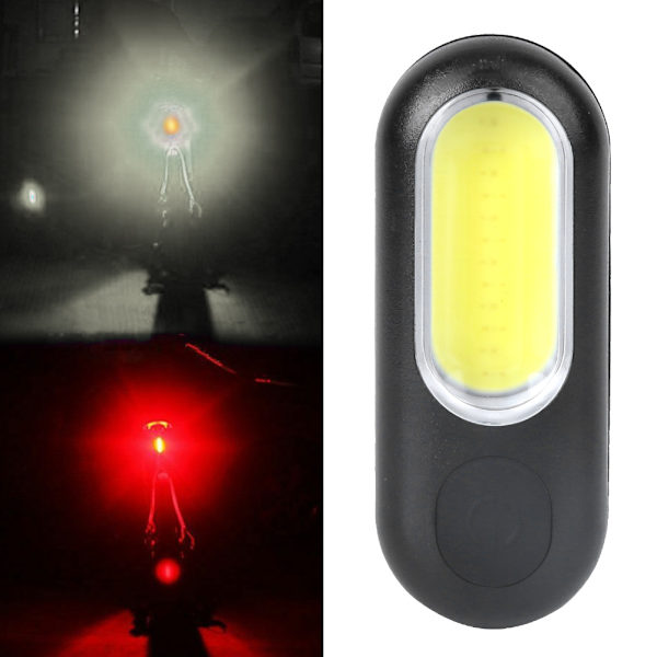 Cykellampe LED Cykellys Genopladeligt baglygte advarselslys baglommelygte Rød og hvidt lys