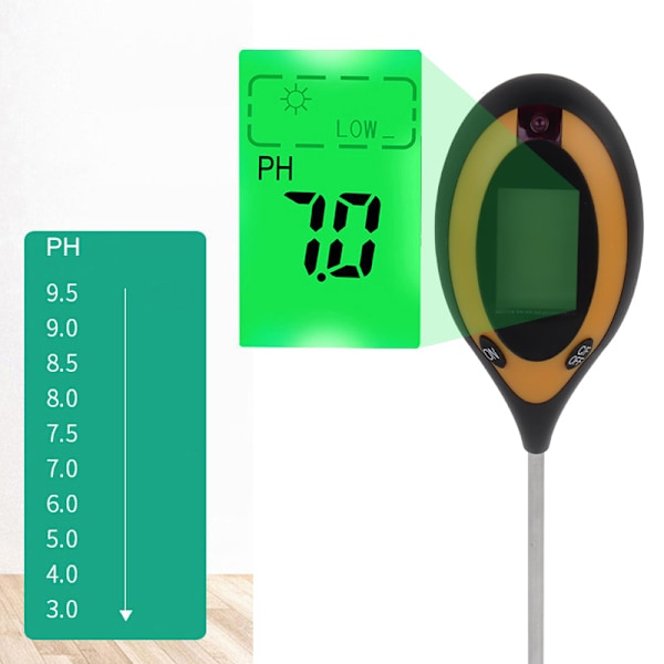 Jordprøveapparat PH-måler Fugtighedslyssensor Temperaturføler LED-display til have engelsk
