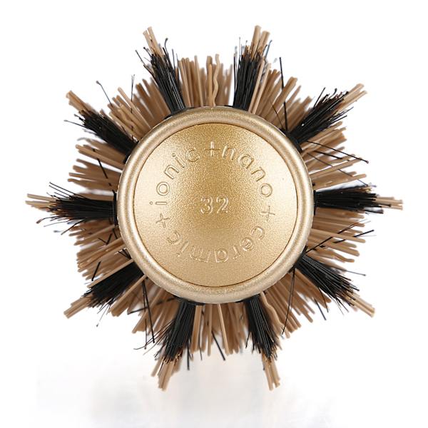 Bærbar Anion Antistatisk Rund Hårbørste Salon Styling Børste Gull & Svart (32mm)