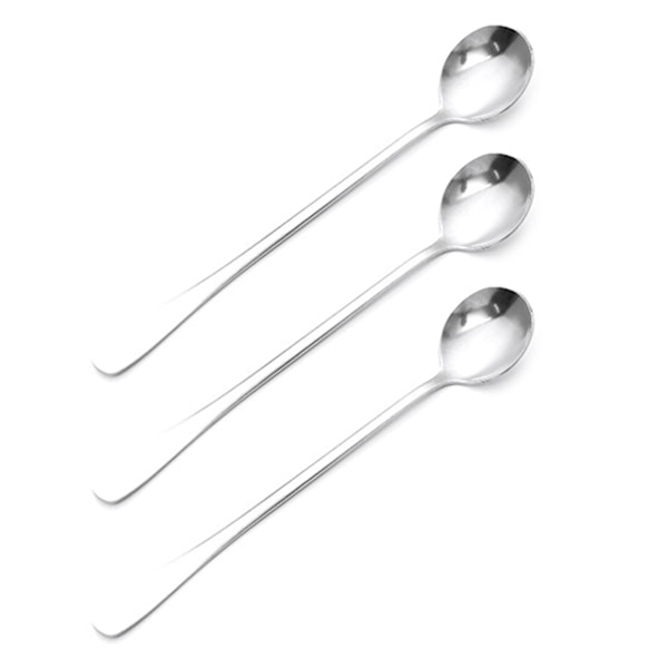 3 stk rustfrit stål langskaftede skeer kaffe is te glas skeer til bar hjemmefest rundt om hovedet