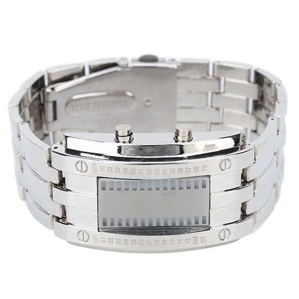 Herrklocka Mode Utsökt Vattentät Legering Herr LED-klocka med Binär Tidsvisning (Herr Silver)