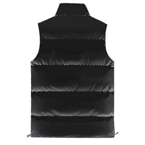 Glansende Let Pakbar Dunjakke Vest Mænds Ærmeløs Quiltet Jakke Sort 2XL