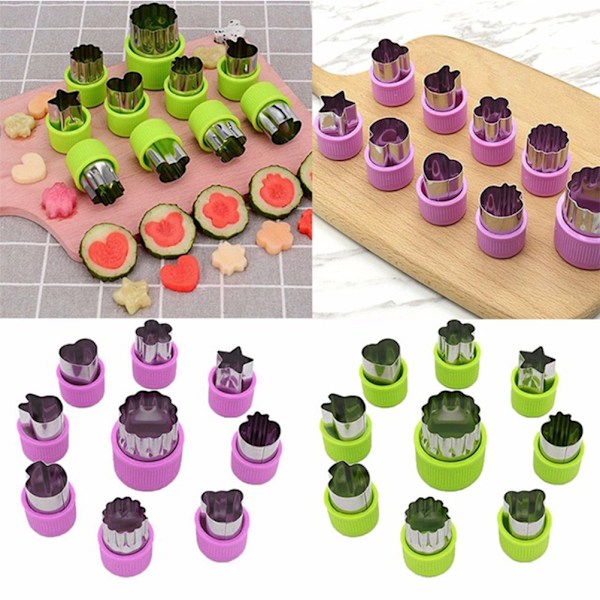 9st Frukt Grönsaksskärare Formar Tecknad Cutter Form Blommor Kaka Kex Skärform Verktyg Fondant Bakverksformar