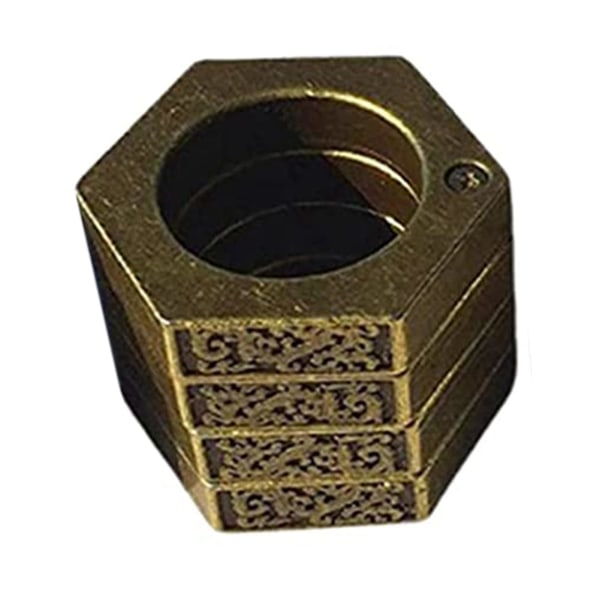 Hexagon Retro Magic Ring Personlig 4-fingerring Multifunktionell utomhusklättring nödsituation Bronze
