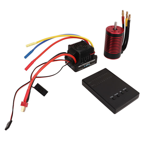 80A borstlös ESC elektrisk hastighetskontroll högt vridmoment 3660 motor lågspänning avstängningsskydd för 1/8 RC bil 4200KV