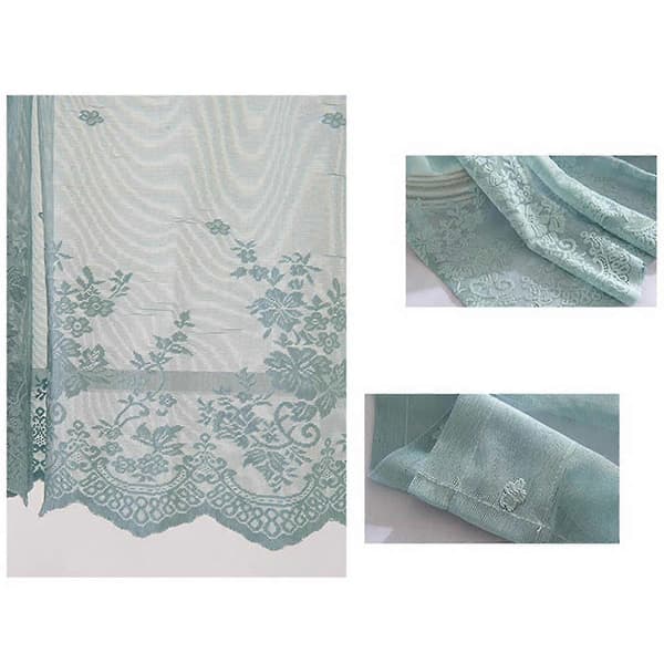 Elegant blommig polyesterfönstergardin för sovrum, vardagsrum, heminredning Blue 130x41CM