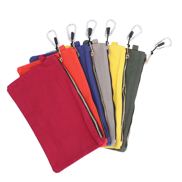 6 stk glidelås Verktøyveske Heavy Duty Utility Canvas Pose Sett med karabinkrok Multipurpose Organizer