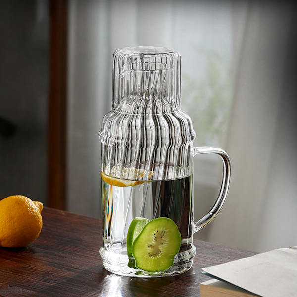 Vintage vandkande ved sengen matchende drikkeglas Elegant kande med tumbler til husholdning 2000 ml grøn