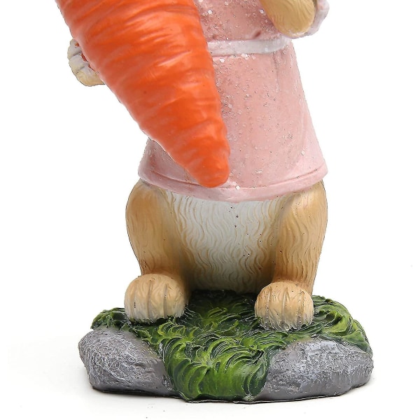 Kanin med gulrot Skulptur Vårpåske Hjem Dekor Polyresin Figur Ornament Pink