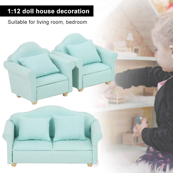 3 stk 1:12 Mini Dukkehustrukket Sofa Pute Sett Tilbehør Rommøbler ToyMatcha Farge