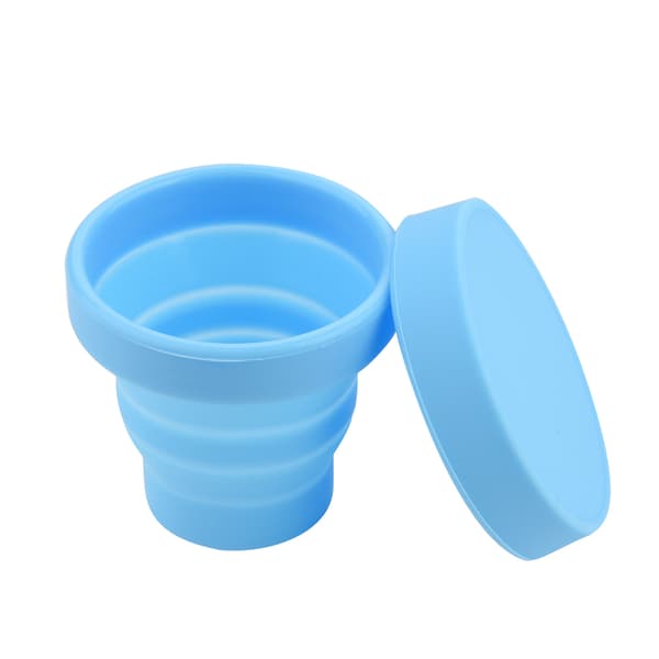 Silicone Telescopic Drinking Foldable Cup Travel Camping Outdoor Blue