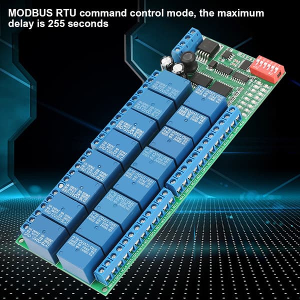 DC 12V 16 Kanal MODBUS RTU RS485 Relæmodul Board PLC Controller Seriel Port Switch