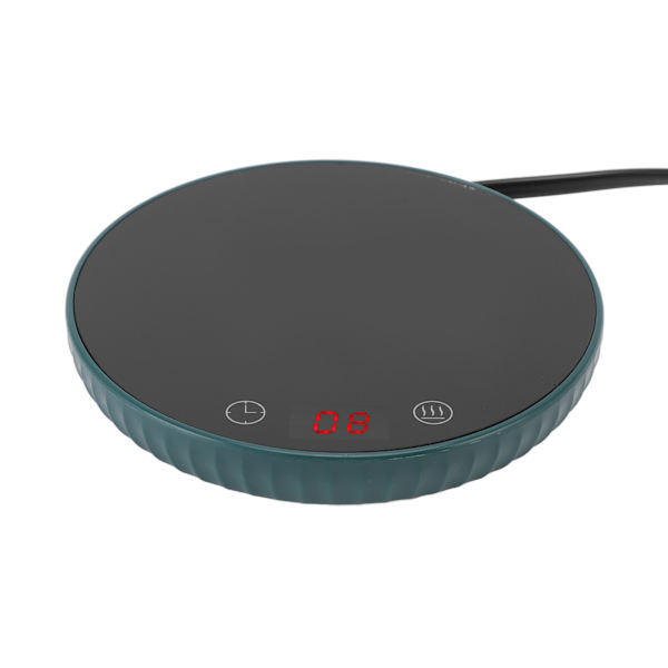 Kopsvarmer 55°C Konstant Temperatur Digital Display Trykknap Opvarmning Kaffevarmer til Skrivebord i Rustfrit Stål Kop Grøn EU-stik