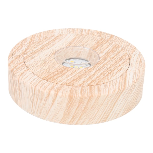 Trä Ljusdisplay Bas 360 Graders Rotation Bokträ Ådring Färgglad Rund LED Display Ställ för 3D Kristallglas Harts Konst